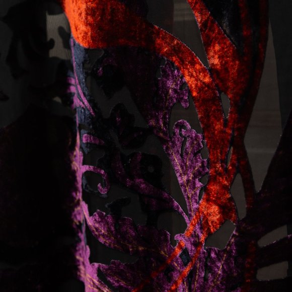 Vintage Long Sleeve Velvet Sheer Kimono Jacket - Picture 5 of 6